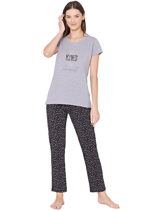 Bodycare Womens Combed Cotton Tshirt & Pyjama Set BSLS11038