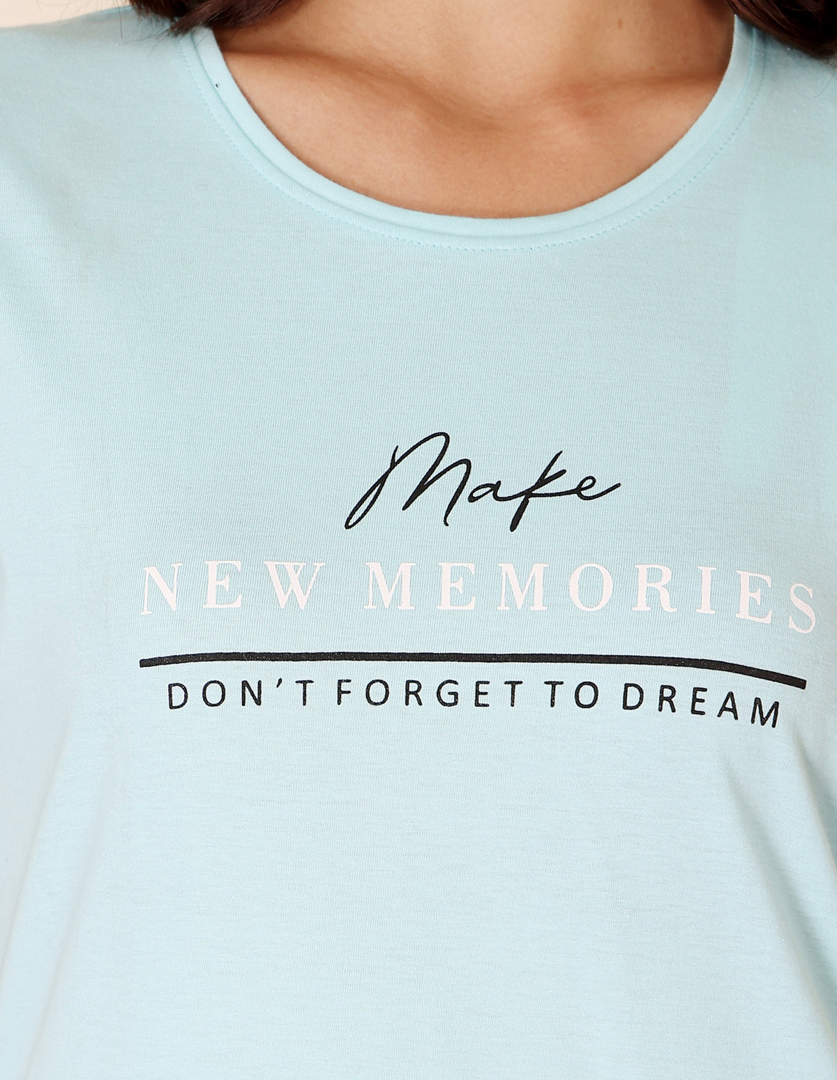 Blue & Black Cotton Nightsuit for Women by Bodycare – Printed T-Shirt & Pyjama Set-BSLS11042