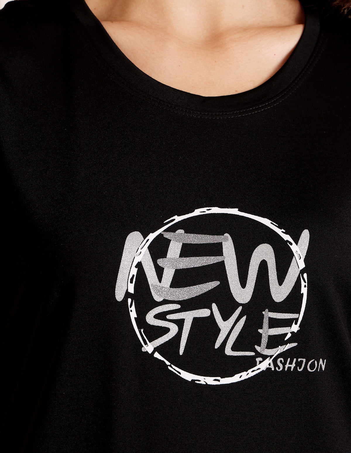 Black Cotton Nightsuit for Women by Bodycare – Printed T-Shirt & Pyjama Set-BSLS11518