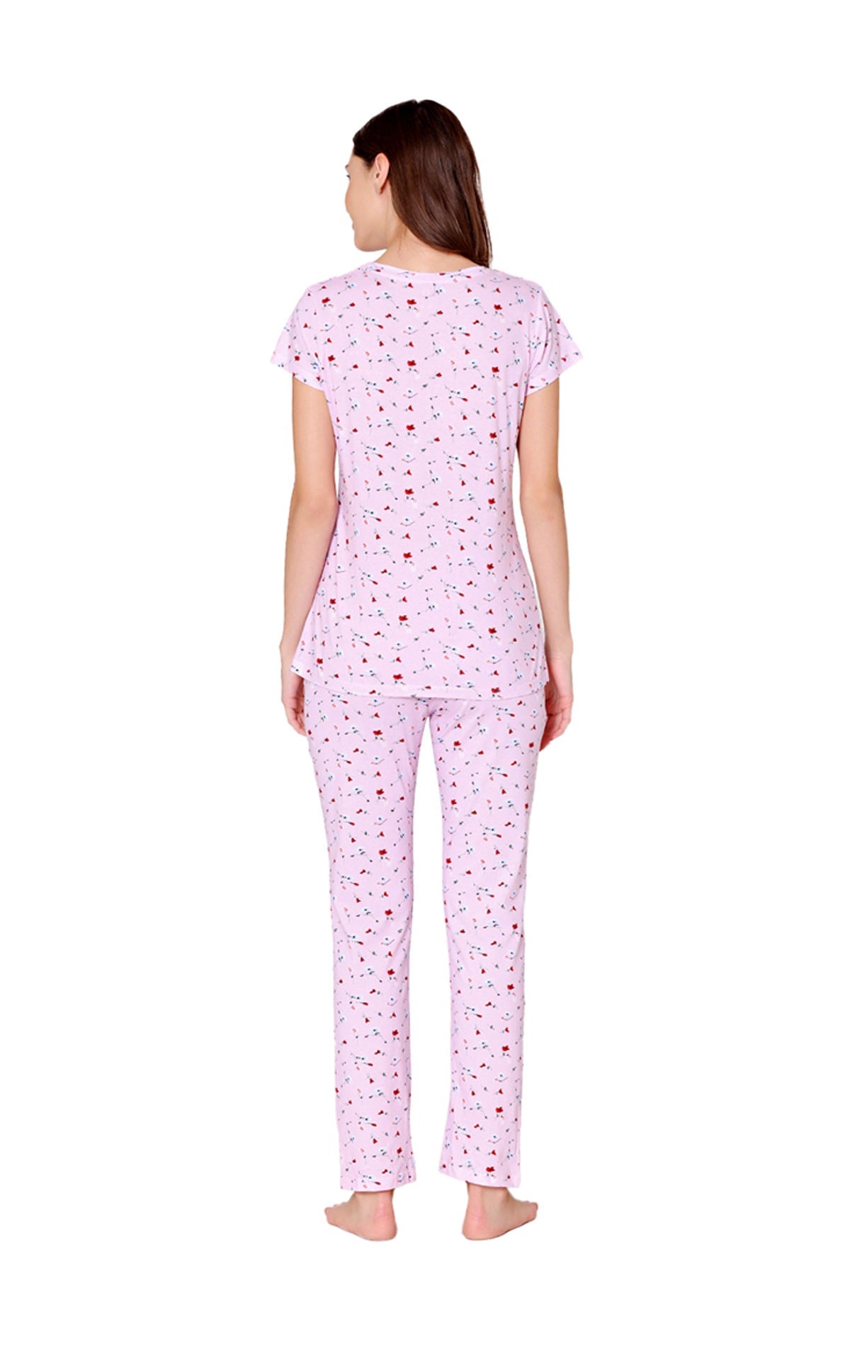 Bodycare Womens Combed Cotton Printed Tshirt & Pyjama Set-BSLS12006