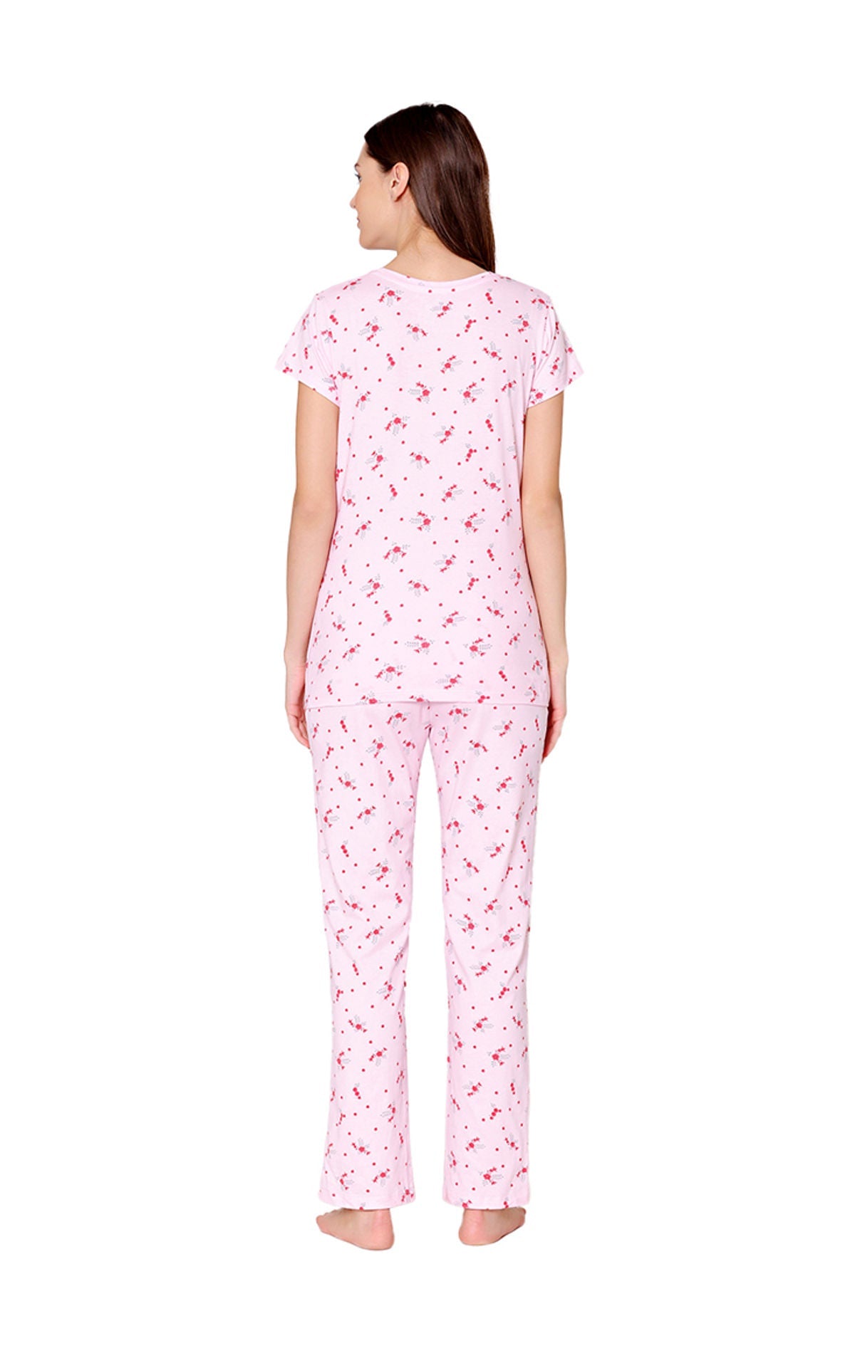 Bodycare Womens Combed Cotton Printed Tshirt & Pyjama Set-BSLS12009