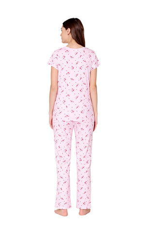 Bodycare Womens Combed Cotton Printed Tshirt & Pyjama Set-BSLS12009