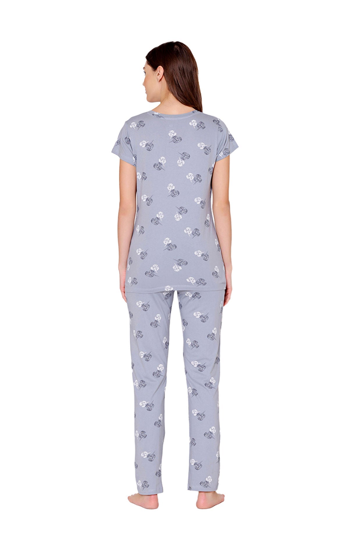 Bodycare Womens Combed Cotton Printed Tshirt & Pyjama Set-BSLS12011