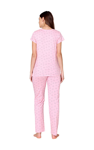 Bodycare Womens Combed Cotton Printed Tshirt & Pyjama Set-BSLS12013