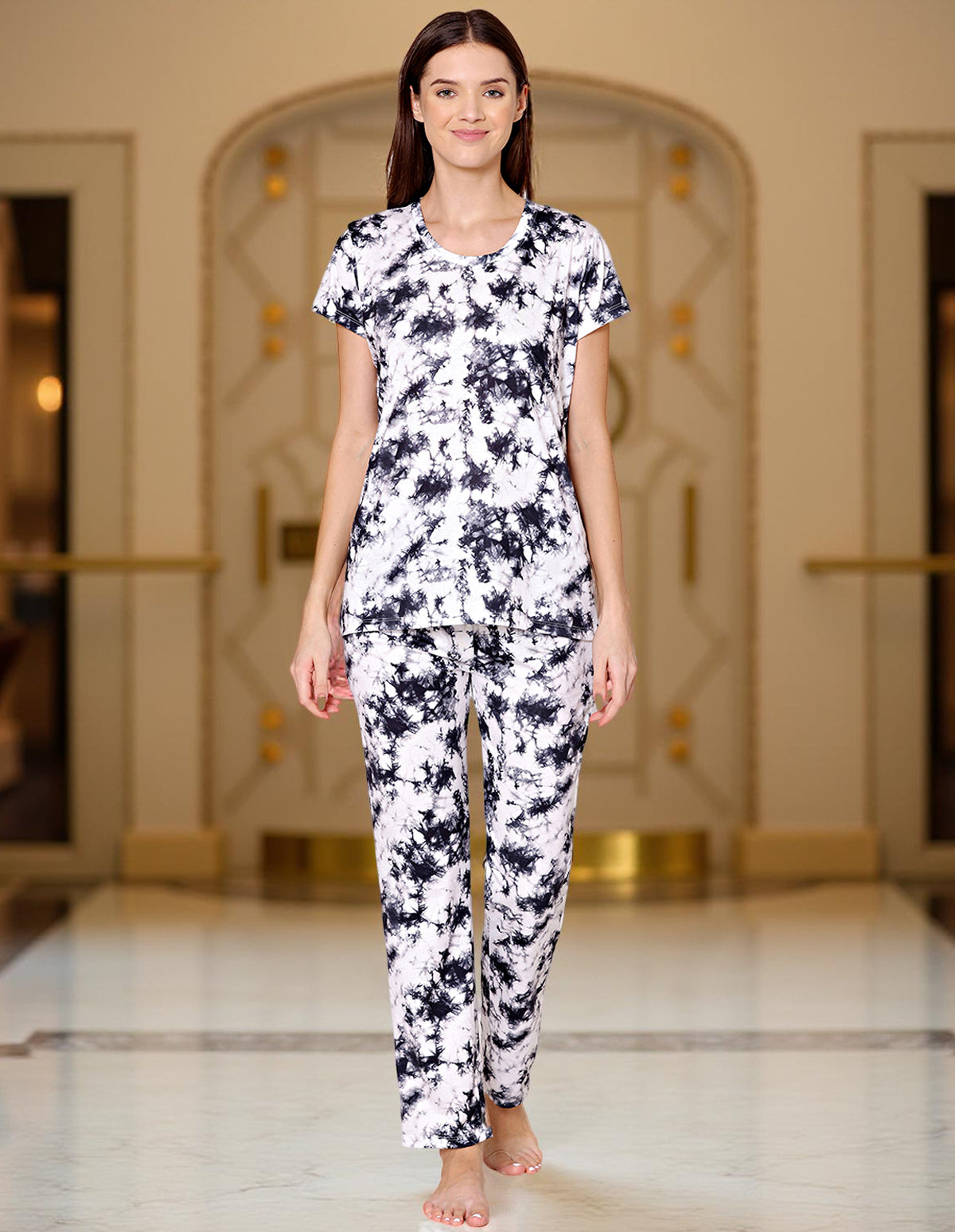 Bodycare Womens Spandex Digital Printed Tshirt & Pyjama Set BSLS13002