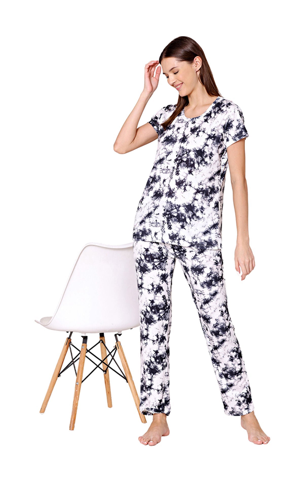 Bodycare Womens Spandex Digital Printed Tshirt & Pyjama Set BSLS13002