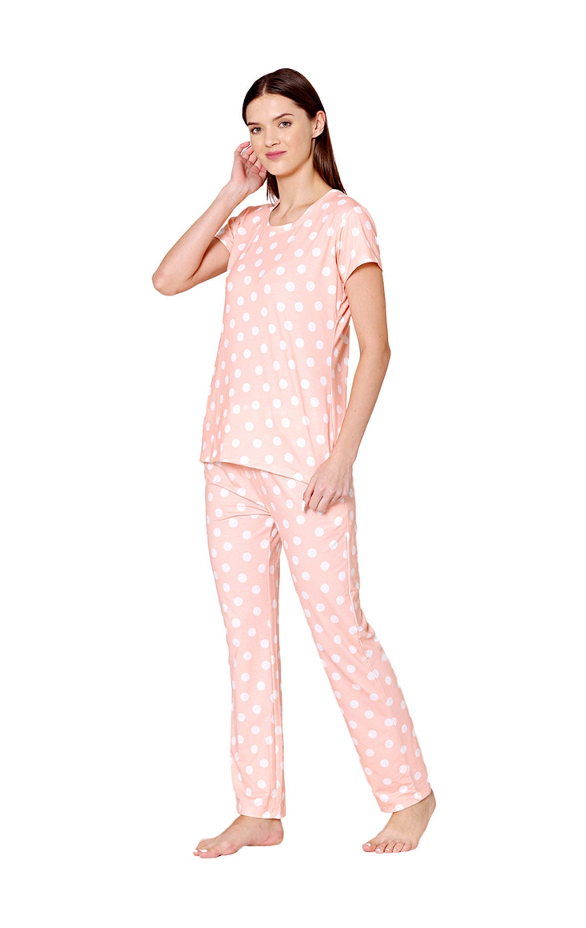 Bodycare Womens Spandex Polka Dot Tshirt & Pyjama Set BSLS13003