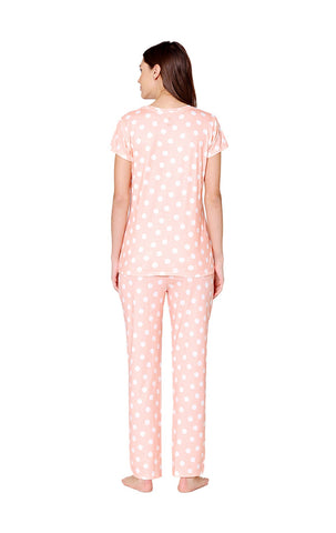 Bodycare Womens Spandex Polka Dot Tshirt & Pyjama Set BSLS13003