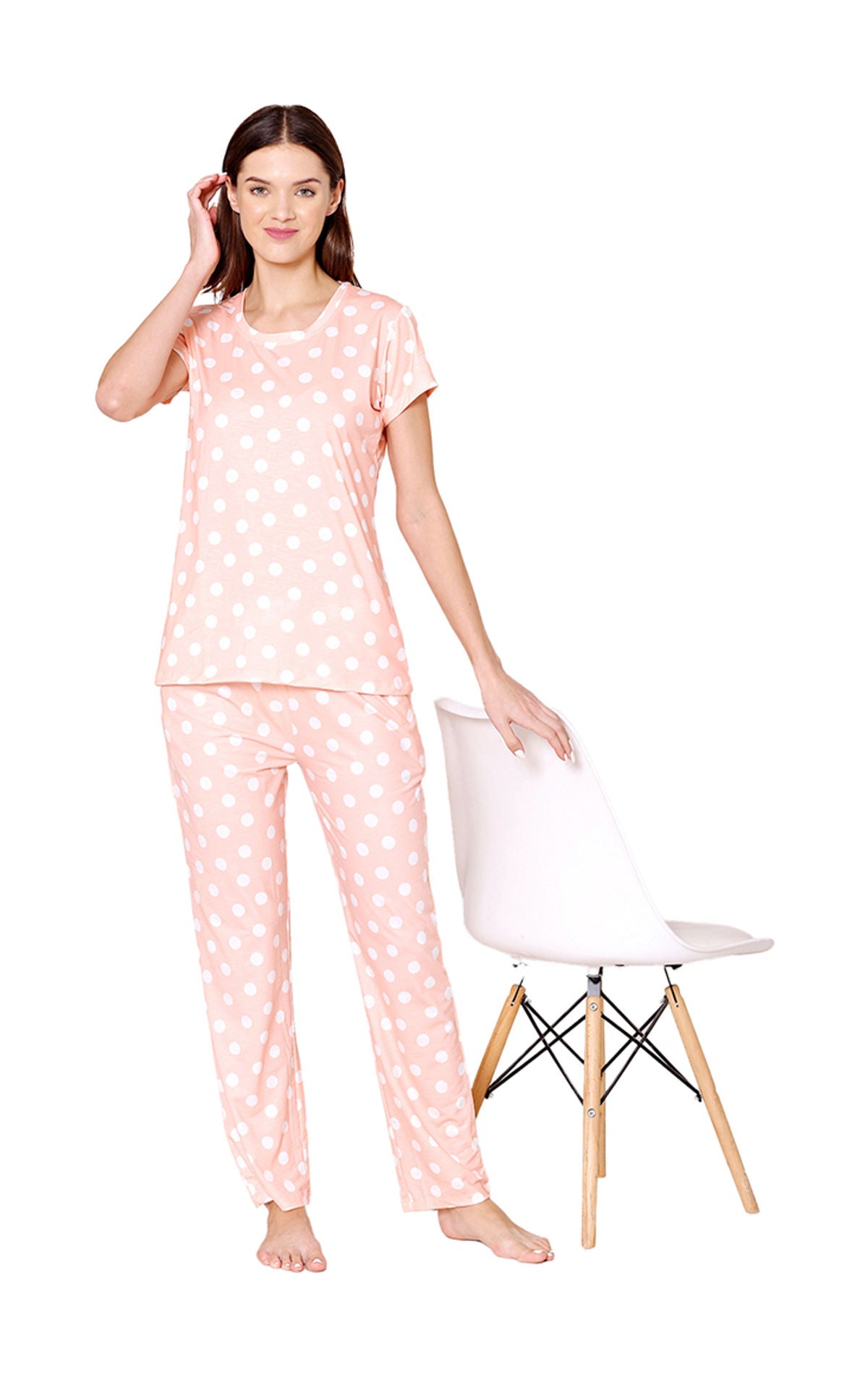 Bodycare Womens Spandex Polka Dot Tshirt & Pyjama Set BSLS13003