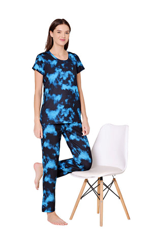 Bodycare Womens Spandex Digital Printed Tshirt & Pyjama Set BSLS13004