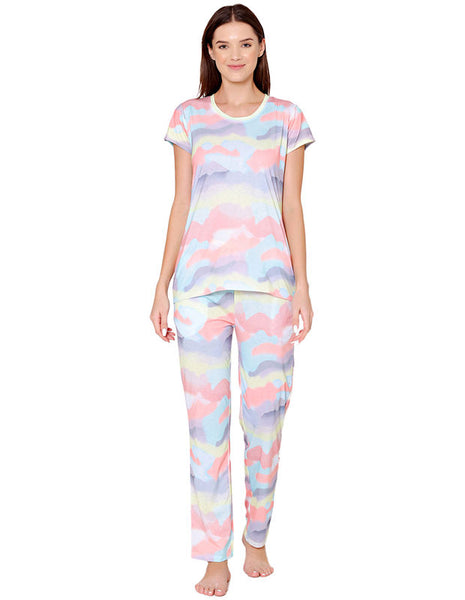 Bodycare Womens Spandex Digital Printed Tshirt & Pyjama Set BSLS13005