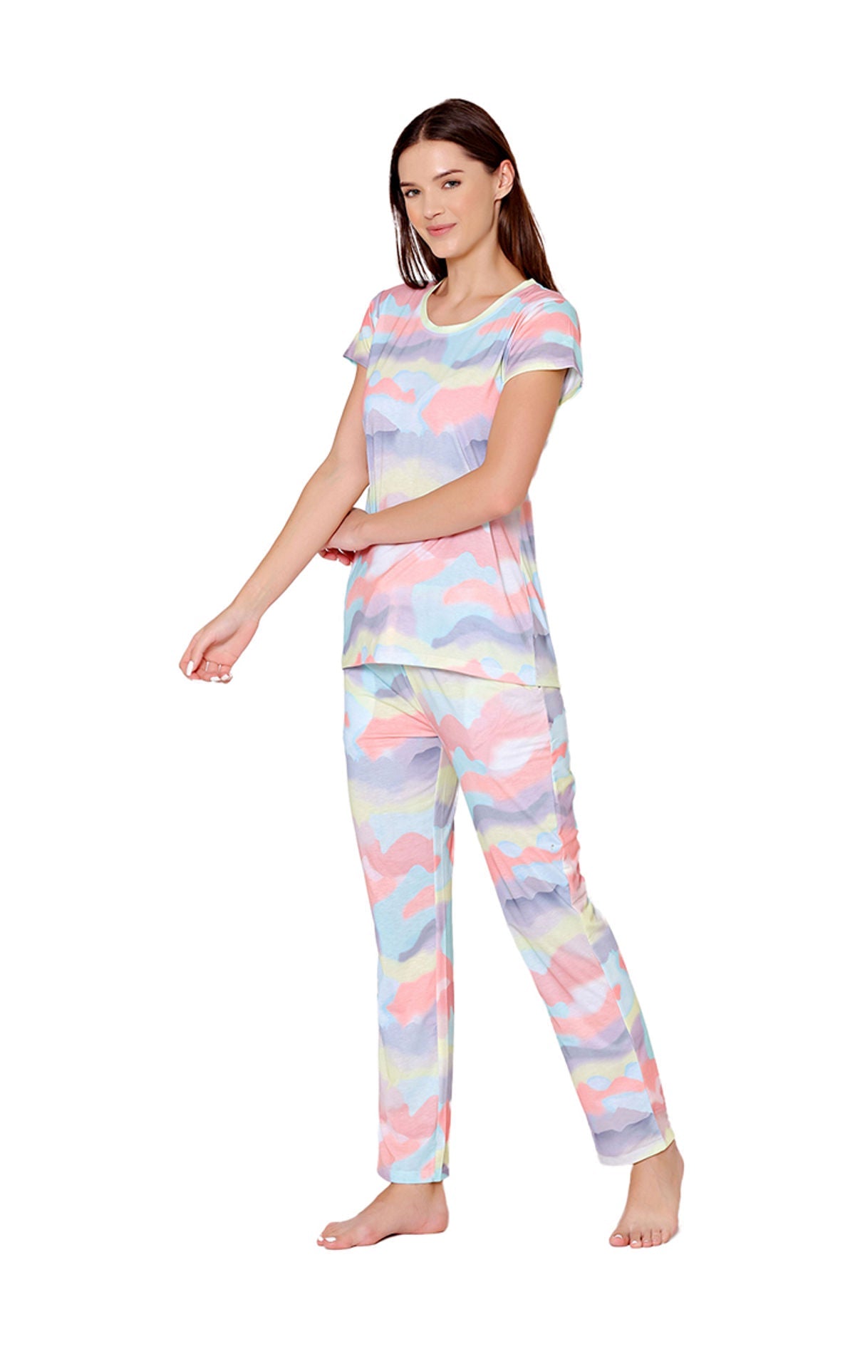 Bodycare Womens Spandex Digital Printed Tshirt & Pyjama Set BSLS13005