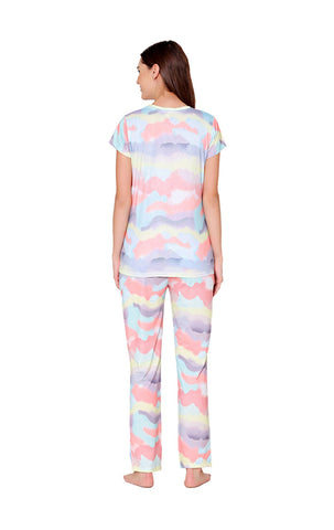 Bodycare Womens Spandex Digital Printed Tshirt & Pyjama Set BSLS13005