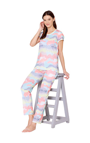 Bodycare Womens Spandex Digital Printed Tshirt & Pyjama Set BSLS13005