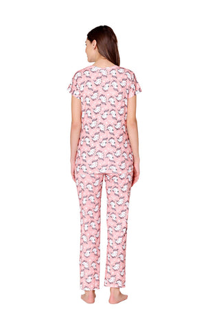 Bodycare Womens Spandex Digital Printed Tshirt & Pyjama Set BSLS13008