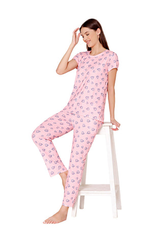 Bodycare Womens Spandex Digital Printed Tshirt & Pyjama Set BSLS13009