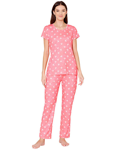 Bodycare Womens Spandex Digital Printed Tshirt & Pyjama Set BSLS13010