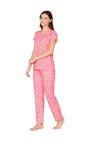 Bodycare Womens Spandex Digital Printed Tshirt & Pyjama Set BSLS13010