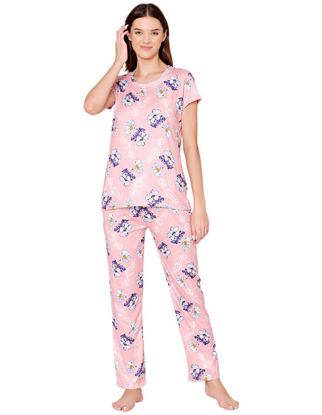 Bodycare Womens Spandex Digital Printed Tshirt & Pyjama Set BSLS13011