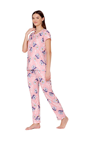 Bodycare Womens Spandex Digital Printed Tshirt & Pyjama Set BSLS13011