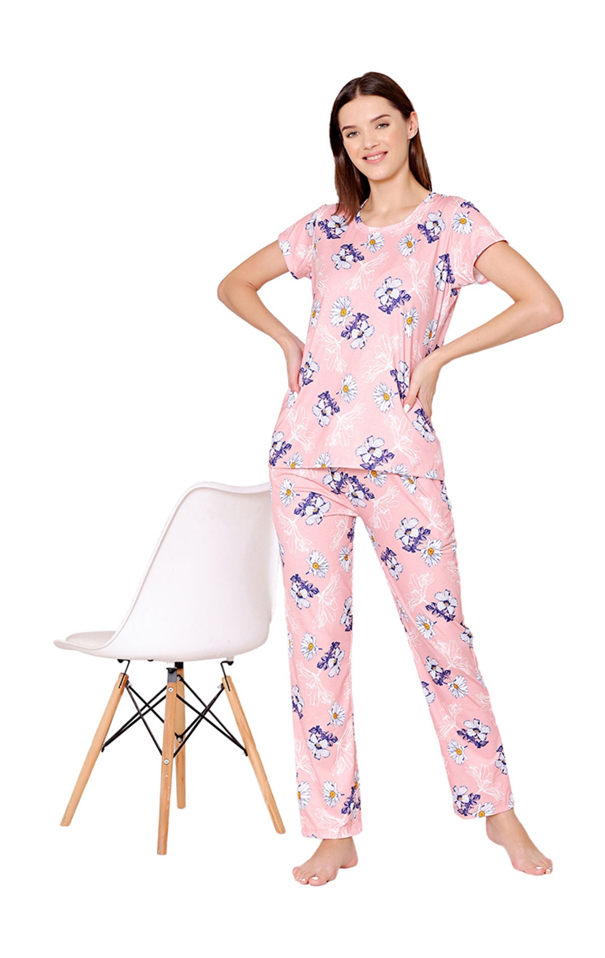 Bodycare Womens Spandex Digital Printed Tshirt & Pyjama Set BSLS13011