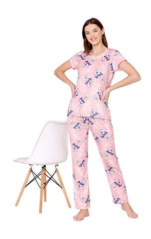 Bodycare Womens Spandex Digital Printed Tshirt & Pyjama Set BSLS13011