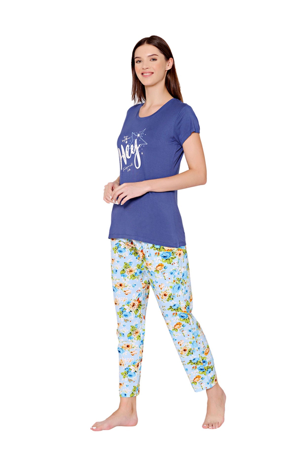 Bodycare Womens Modal Spandex Printed Tshirt & Pyjama Set BSLS14004