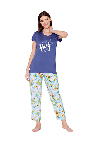 Bodycare Womens Modal Spandex Printed Tshirt & Pyjama Set BSLS14004