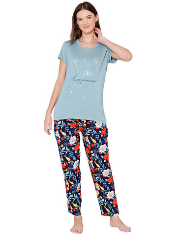 Bodycare Womens Modal Spandex Printed Tshirt & Pyjama Set BSLS14009