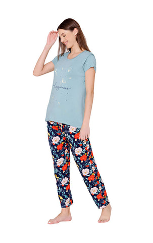 Bodycare Womens Modal Spandex Printed Tshirt & Pyjama Set BSLS14009