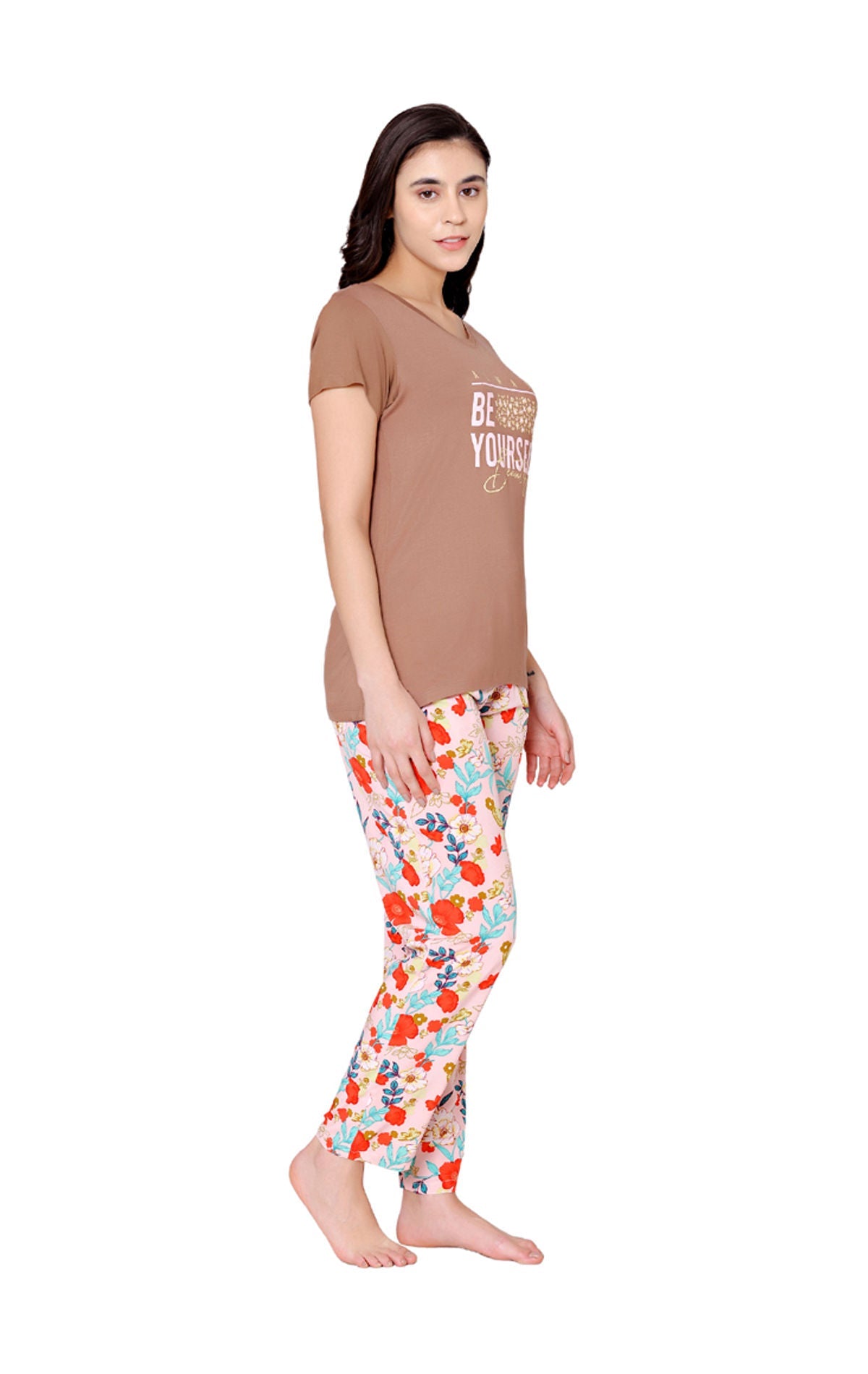 Bodycare Womens Modal Spandex Printed Tshirt & Pyjama Set BSLS14012