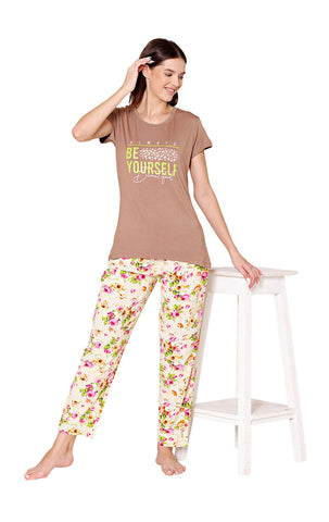 Bodycare Womens Modal Spandex Printed Tshirt & Pyjama Set BSLS14014