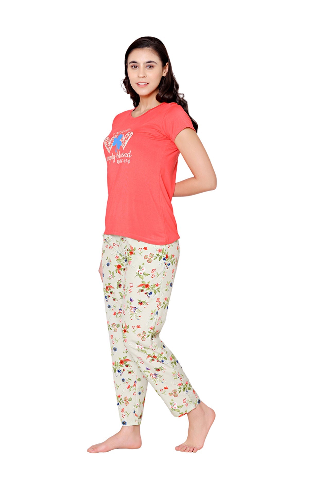 Bodycare Womens Modal Spandex Printed Tshirt & Pyjama Set BSLS15001