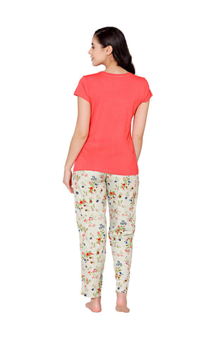 Bodycare Womens Modal Spandex Printed Tshirt & Pyjama Set BSLS15001