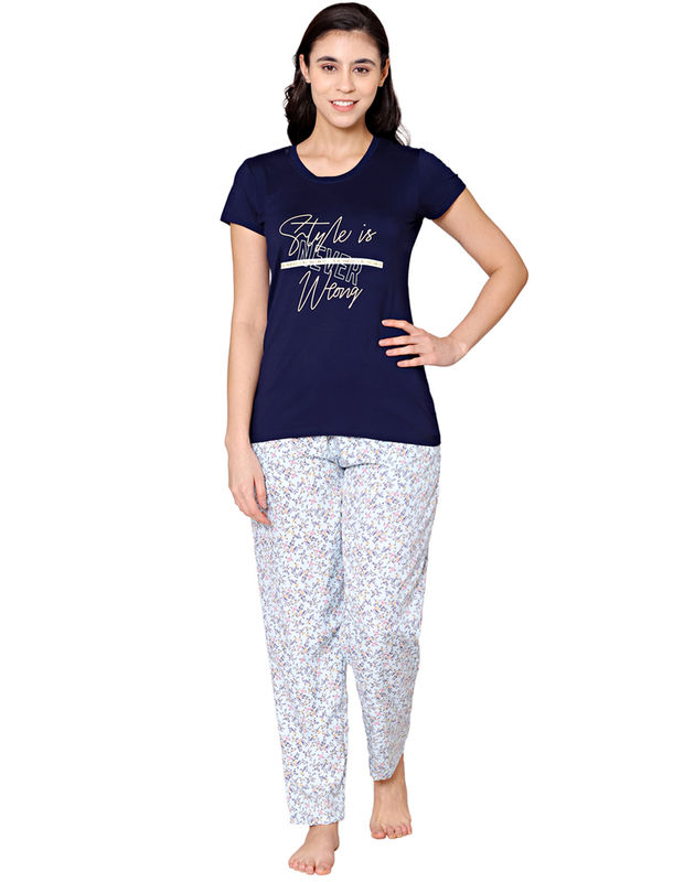 Bodycare Womens Modal Spandex Printed Tshirt & Pyjama Set BSLS15002