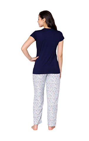 Bodycare Womens Modal Spandex Printed Tshirt & Pyjama Set BSLS15002