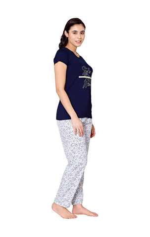 Bodycare Womens Modal Spandex Printed Tshirt & Pyjama Set BSLS15002