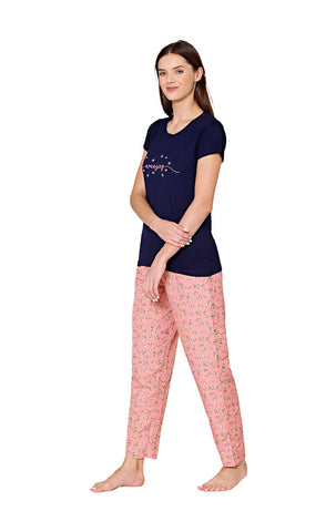 Bodycare Womens Modal Spandex Printed Tshirt & Pyjama Set BSLS15003