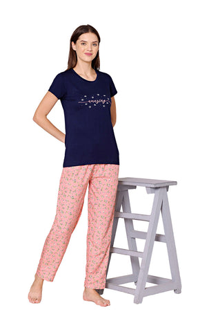 Bodycare Womens Modal Spandex Printed Tshirt & Pyjama Set BSLS15003