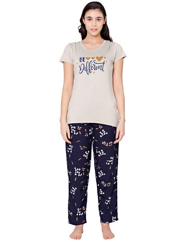 Bodycare Womens Modal Spandex Printed Tshirt & Pyjama Set BSLS15004