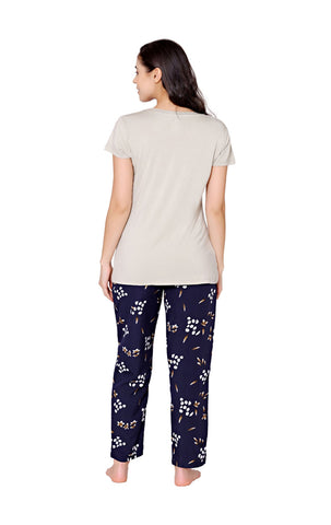 Bodycare Womens Modal Spandex Printed Tshirt & Pyjama Set BSLS15004