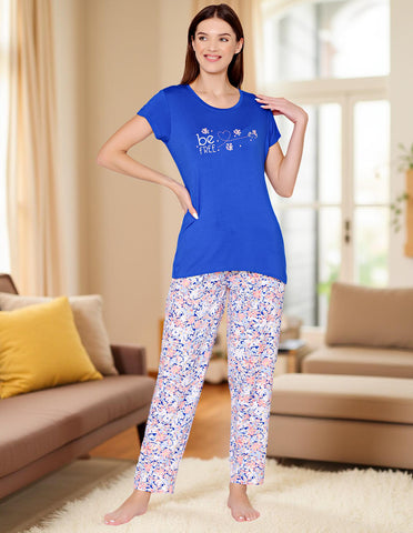 Bodycare Womens Modal Spandex Printed Tshirt & Pyjama Set BSLS15006