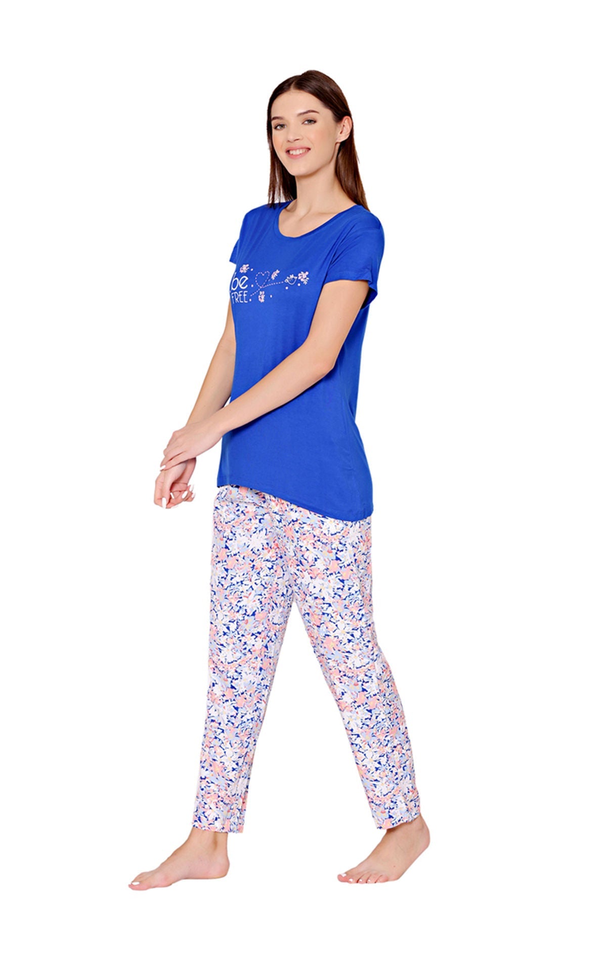 Bodycare Womens Modal Spandex Printed Tshirt & Pyjama Set BSLS15006