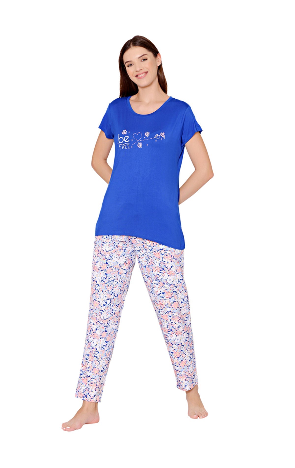 Bodycare Womens Modal Spandex Printed Tshirt & Pyjama Set BSLS15006