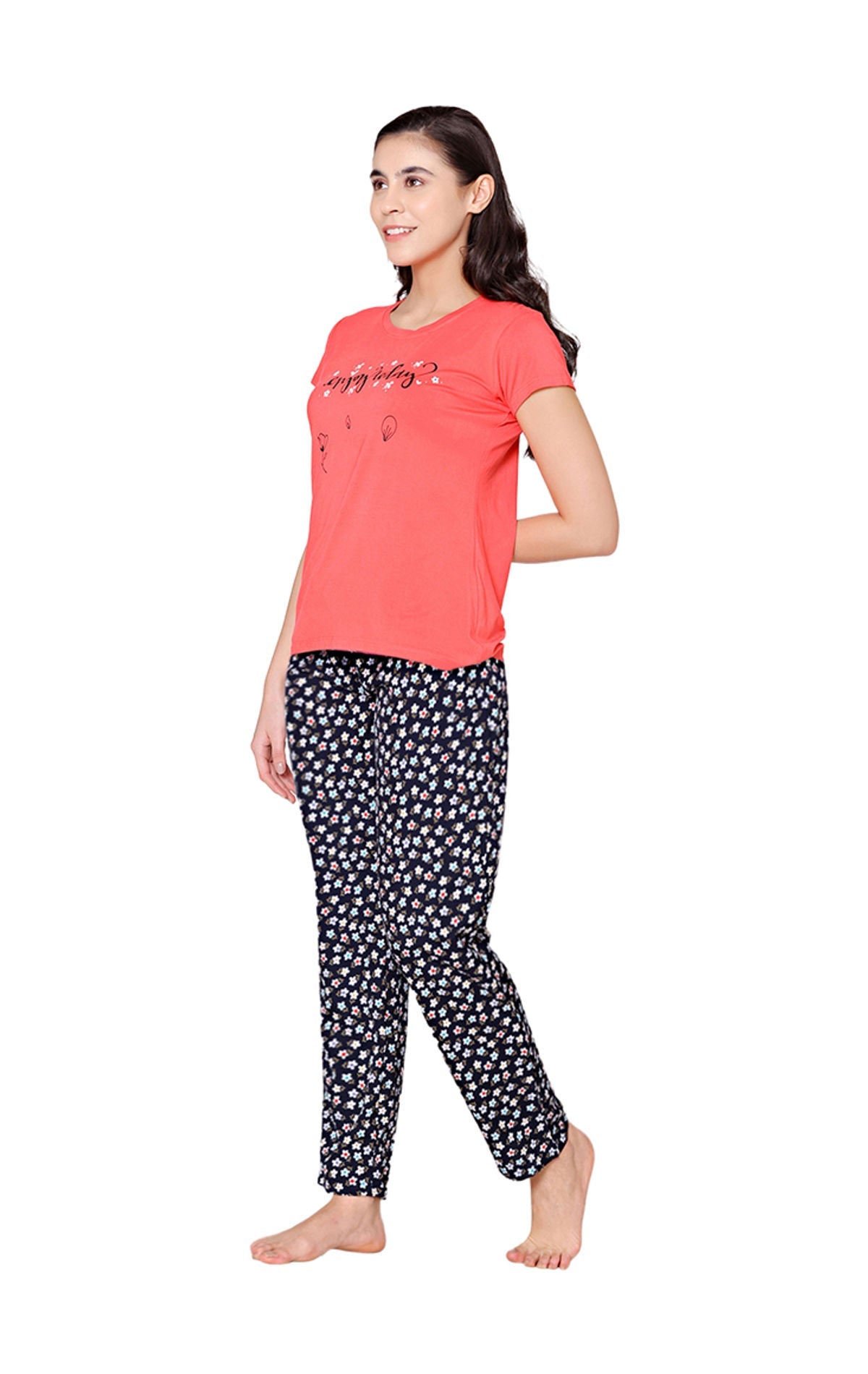 Bodycare Womens Modal Spandex Printed Tshirt & Pyjama Set BSLS15007