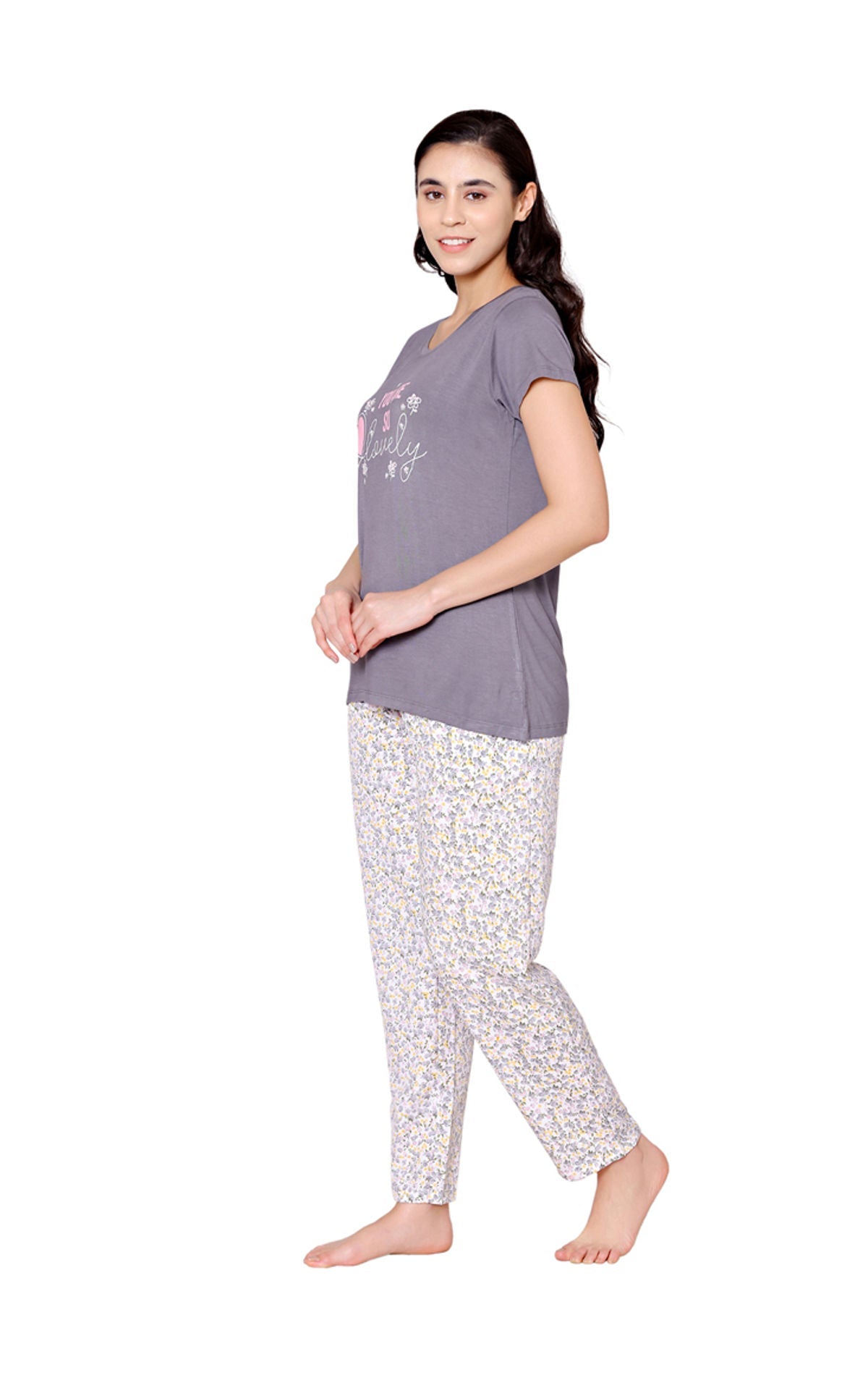 Bodycare Womens Modal Spandex Printed Tshirt & Pyjama Set BSLS15008