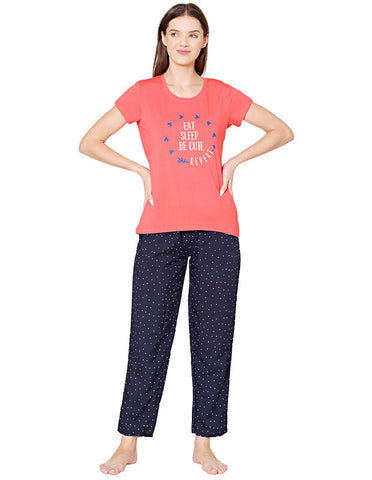 Bodycare Womens Modal Spandex Printed Tshirt & Pyjama Set BSLS15009