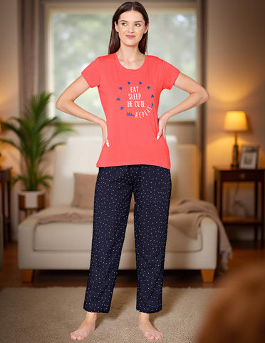 Bodycare Womens Modal Spandex Printed Tshirt & Pyjama Set BSLS15009