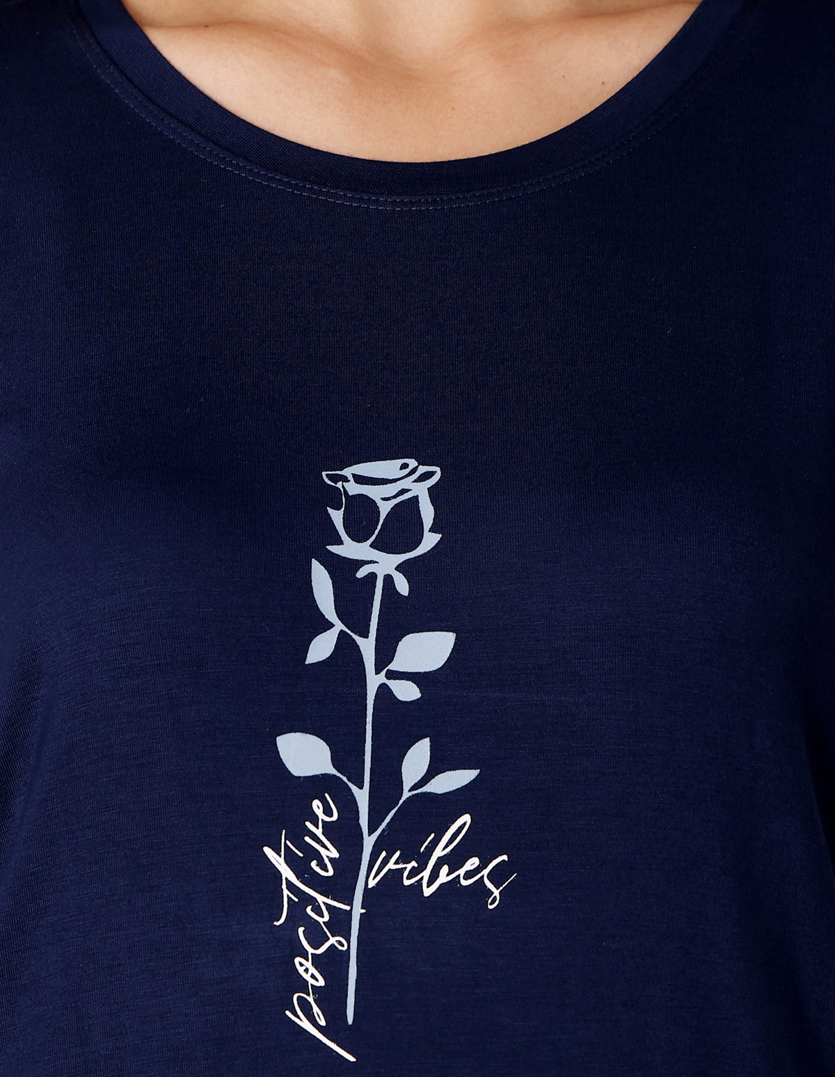 Blue & White Cotton Nightsuit for Women by Bodycare – Printed T-Shirt & Pyjama Set-BSLS15011