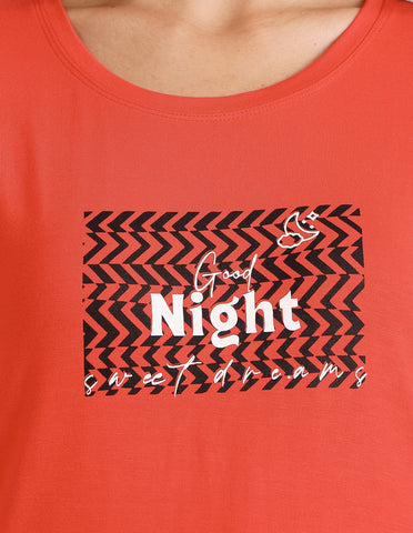 Red & Black Cotton Nightsuit for Women by Bodycare – Printed T-Shirt & Pyjama Set-BSLS15014